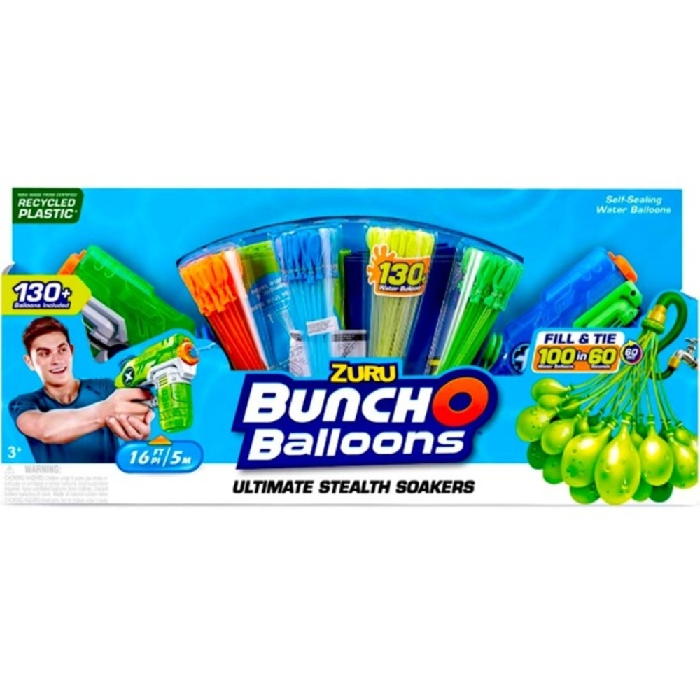Zuru Bunch O Balloons 130+ Self-Sealing Balloons w 2 Ultimate Stealth Soakers